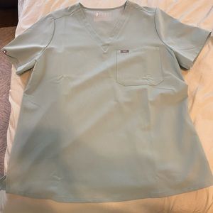 Figs brand Caterina one pocket scrub top, in sea glass (retired color)
